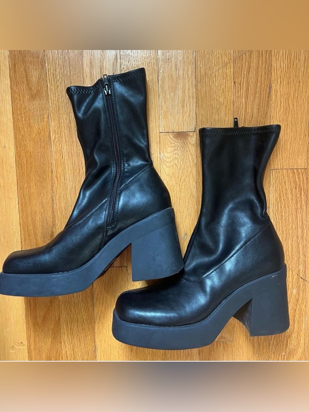 Steve Madden Black Platform Block Heel Boots